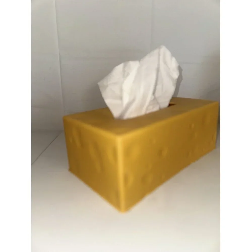 Yellow Cheese Rectangle Tissue Box Cover 2pc New Novelty